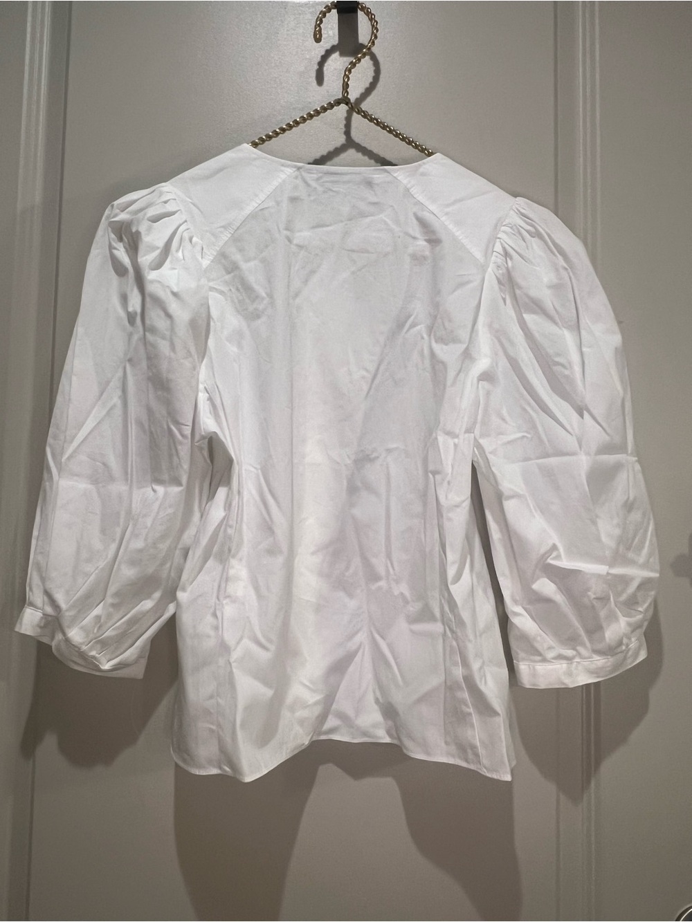 Zara White Cotton Poplin Puff Sleeve Blouse Size M NWOT - Picture 3 of 5